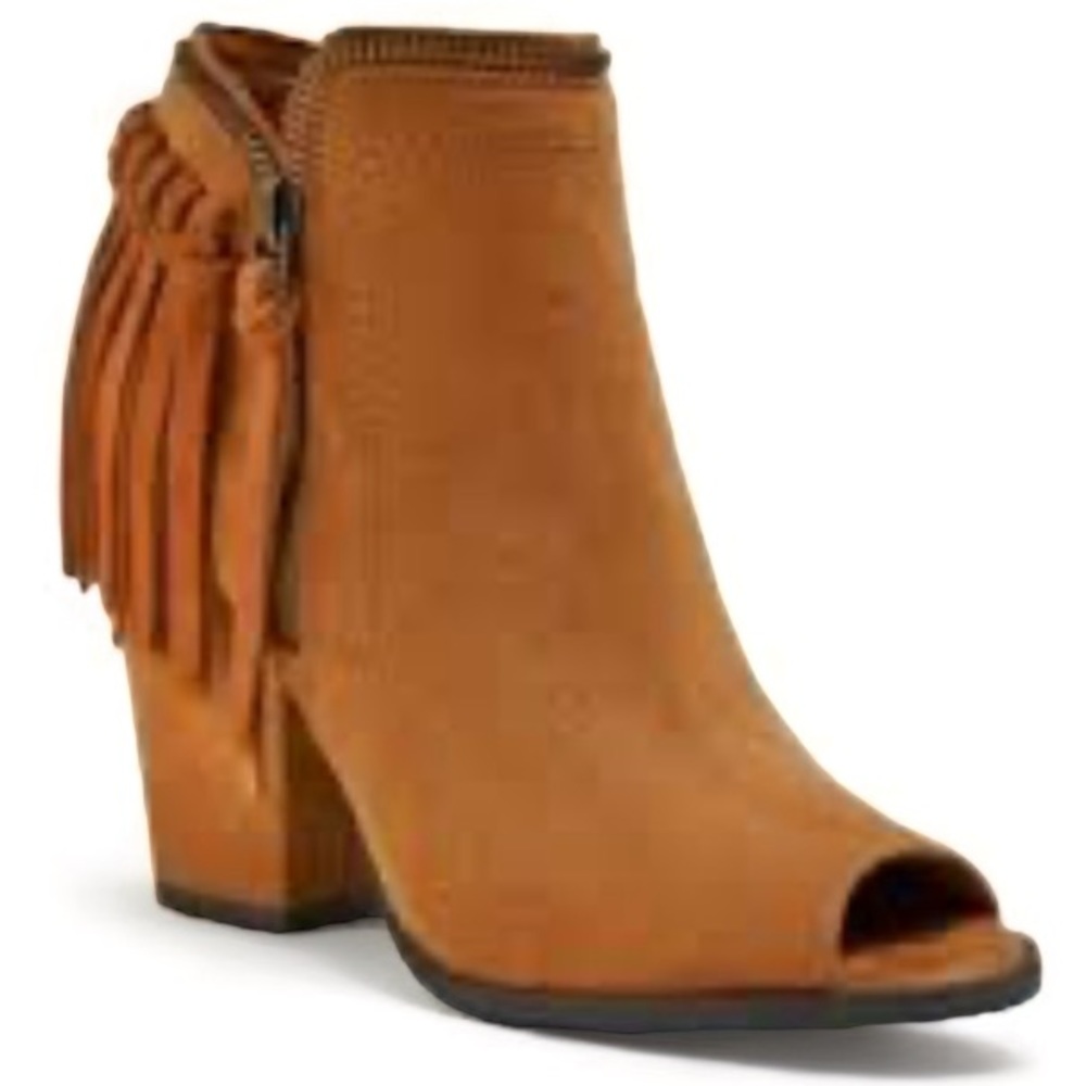 DV Fringe Camel Ankle Booties Side Zipper Ladies Size 9 NWT